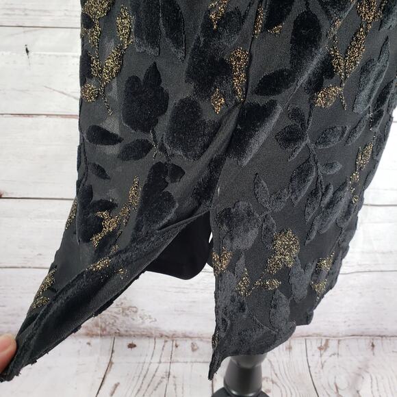 Isaac Mizrahi Women's Black Gold Velvet Burnout Faux Wrap Dress Size Small - Picture 13 of 14